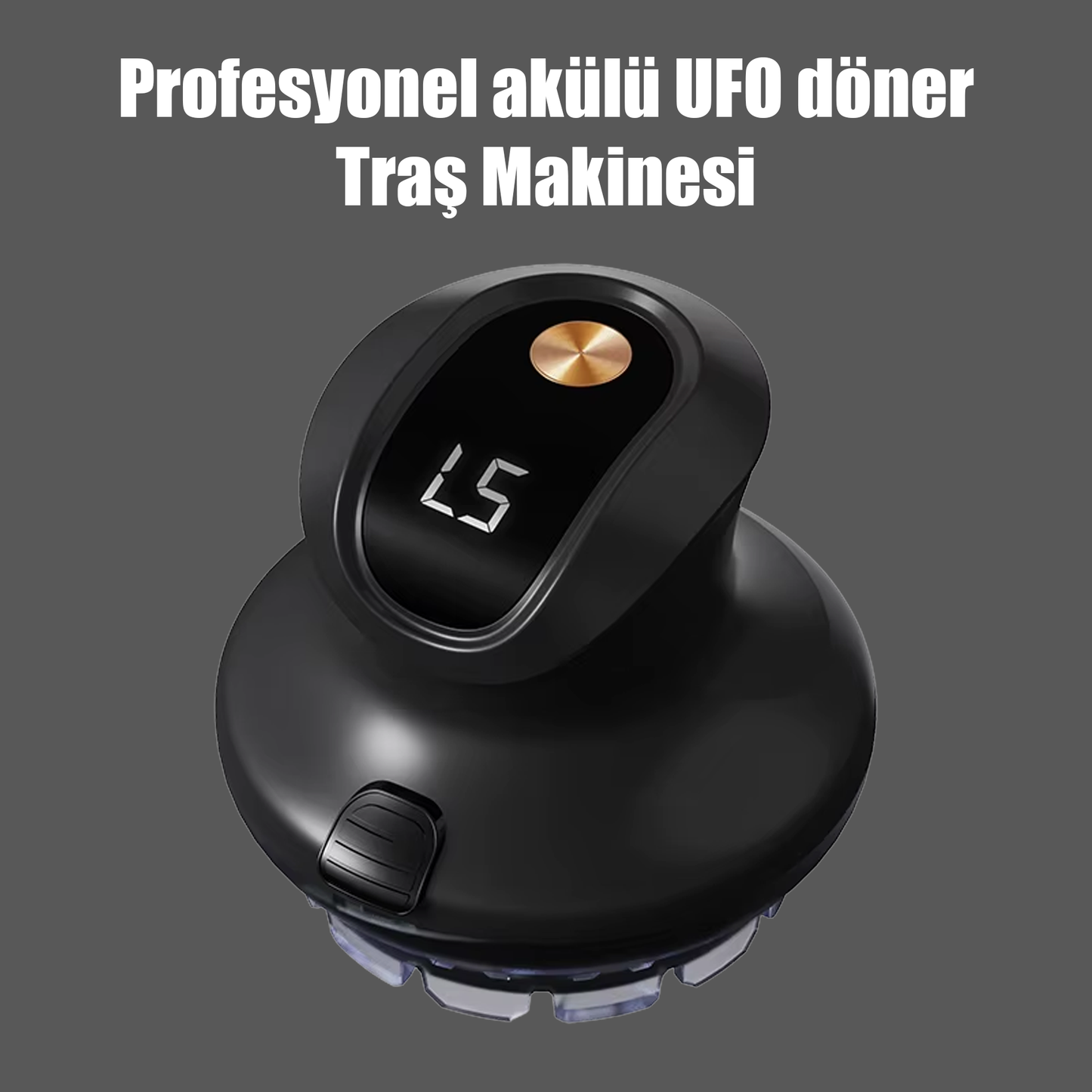 Profesyonel Akülü UFO Döner Saç ve Tıraş Makinesi | LED Ekranlı, Hızlı Şarjlı, Paslanmaz Çelik Bıçaklar