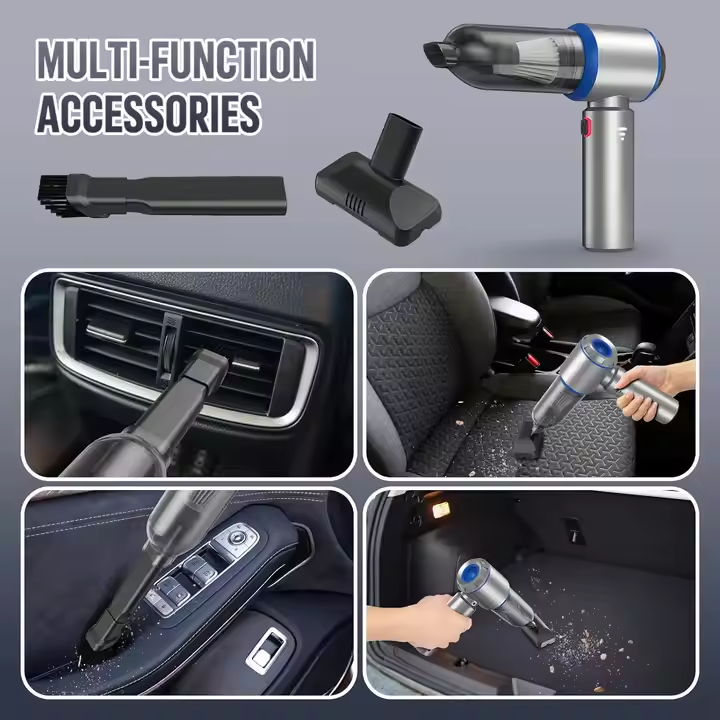 Kablosuz Mini Elektrikli Süpürge – Fırçasız Motor, HEPA Filtre, USB-C Şarjlı, Araba & Ev Temizliği