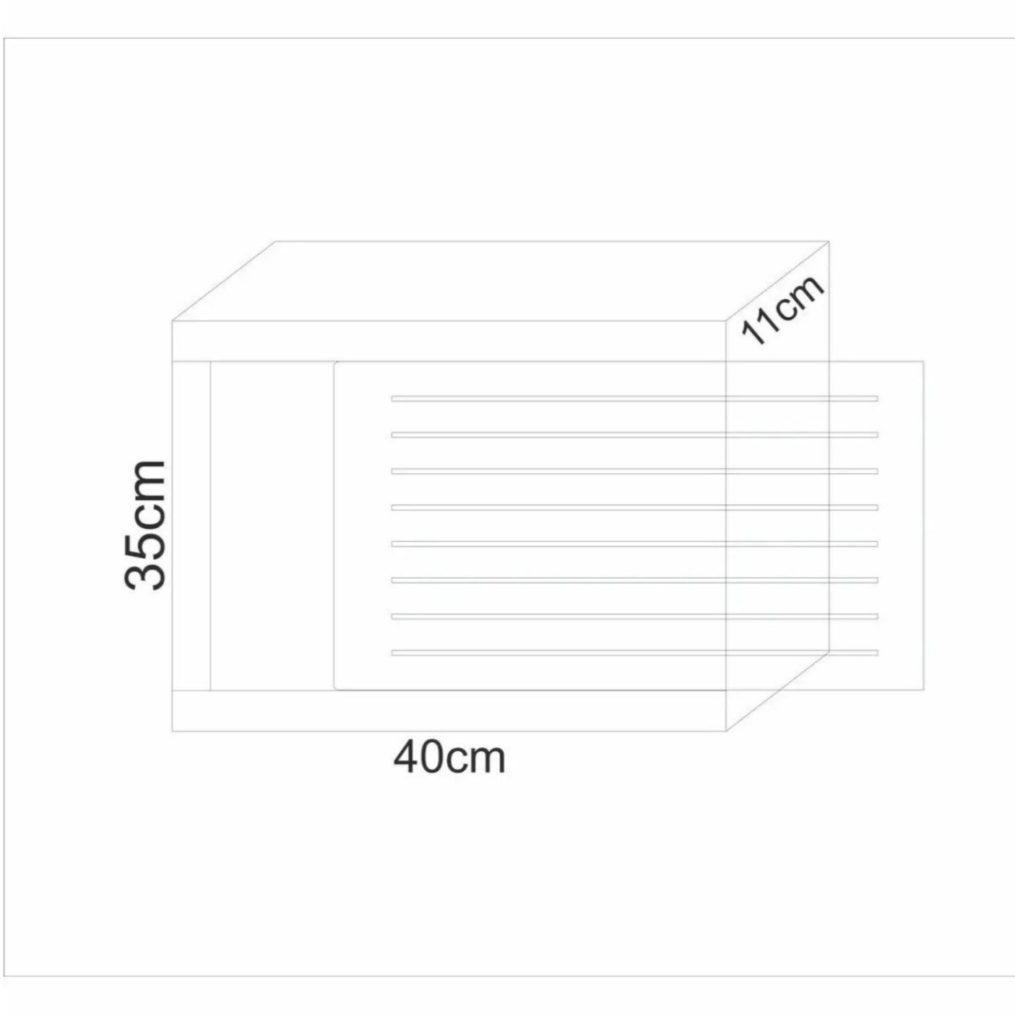 Modem Saklama Kutusu — Sürgülü Yana Açılır (35 x 40 x 11 cm) — Çizgili Beyaz