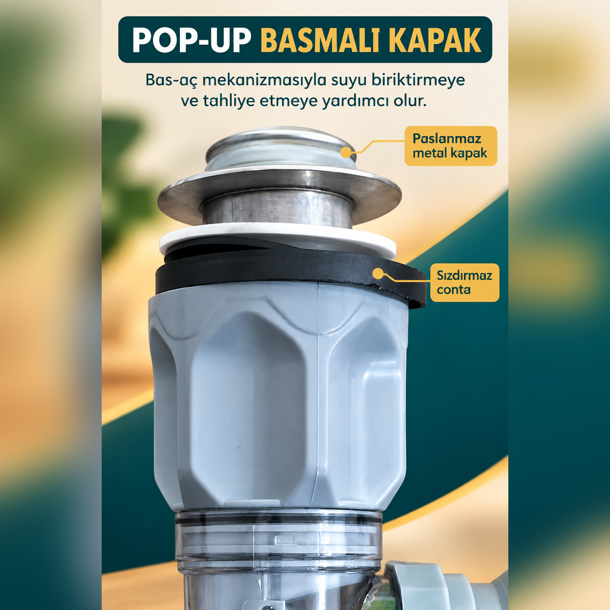 Banyo ve Mutfak İçin Lavabo Gider Takımı | Kolay Montajlı, Böcek - Koku Önleyici, Sızdırmaz Sistem