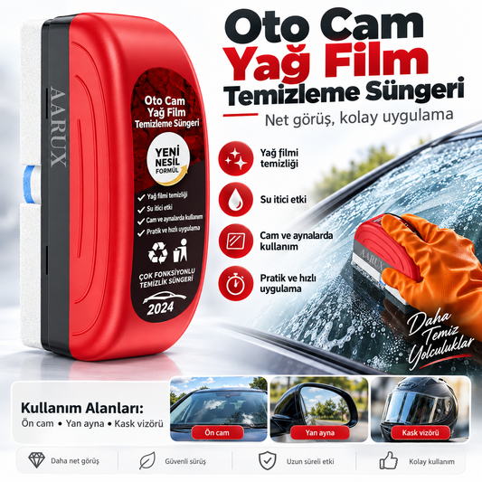 Araç Camı Yağ Filmi Temizleme Fırçası – Süngerli Pratik Oto Cam Temizleyici