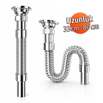 Krom Görünümlü Sızdırmaz Koku Önleyici Lüks Sifon Seti