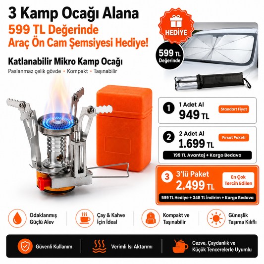 Katlanabilir Mikro Kamp Ocağı – Paslanmaz Çelik Gövde Mini Kamp Ocak Başlığı