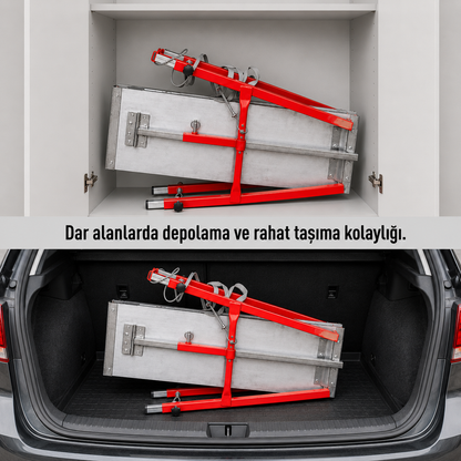 Midilli 400 Kg Taşıma Kapasiteli Teleskopik Katlanır İnşaat İskelesi – Alüminyum Platform, Çelik Ayak, 100×24×160 cm