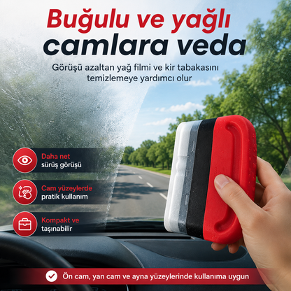 Araç Camı Yağ Filmi Temizleme Fırçası – Süngerli Pratik Oto Cam Temizleyici