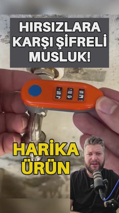Kilitlenebilir Bakır Su Musluğu | Şifreli Anti-Hırsızlık Bahçe ve Çamaşır Makinesi Musluğu