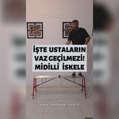 Midilli 400 Kg Taşıma Kapasiteli Teleskopik Katlanır İnşaat İskelesi – Alüminyum Platform, Çelik Ayak, 100×24×160 cm