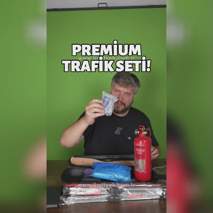 1 Kg Yangın Tüplü Premium Araç Trafik Seti – İlk Yardım Kitli ve 2 Reflektörlü