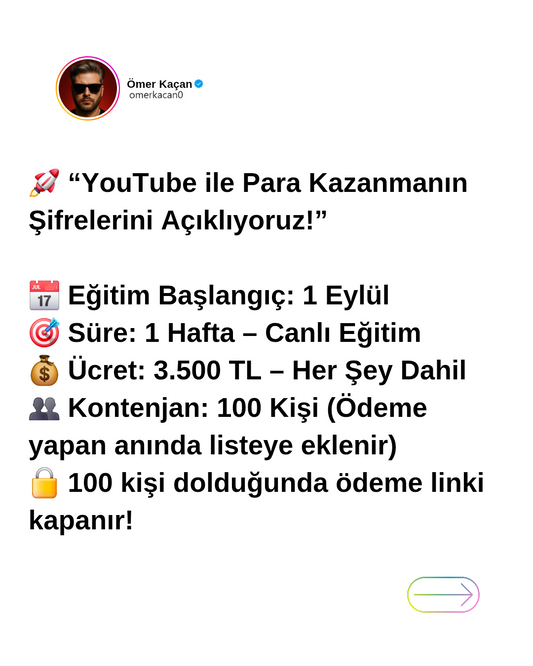 YouTube’da Başarı ve Para Kazanma Eğitimi (Sınırlı Kontenjan)