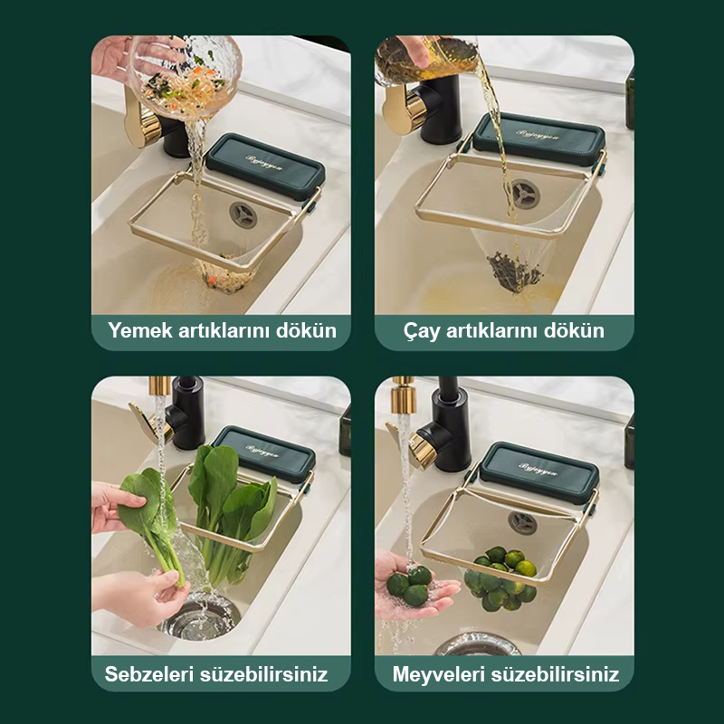 Mutfak Lavabo Katlanabilir Süzgeç | Tıkanma ve Koku Önleyici Pratik Atık Toplayıcı