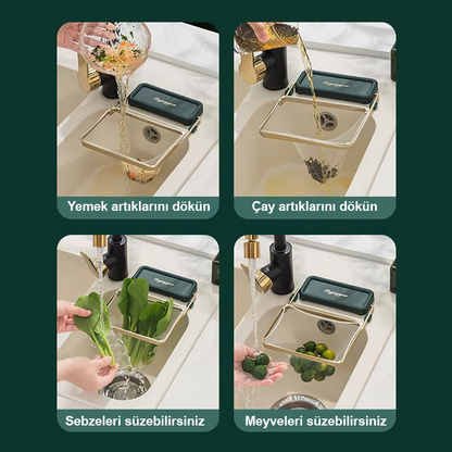 Mutfak Lavabo Katlanabilir Süzgeç | Tıkanma ve Koku Önleyici Pratik Atık Toplayıcı